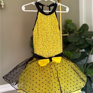 Weissman Girls Dance Tutu Costume Yellow Black Recital Dress 7/8